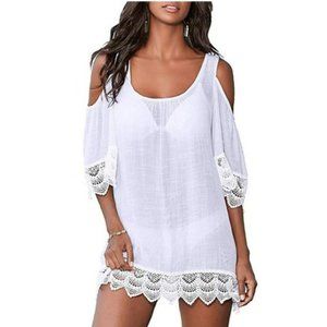 White Lace Crochet Cover Up